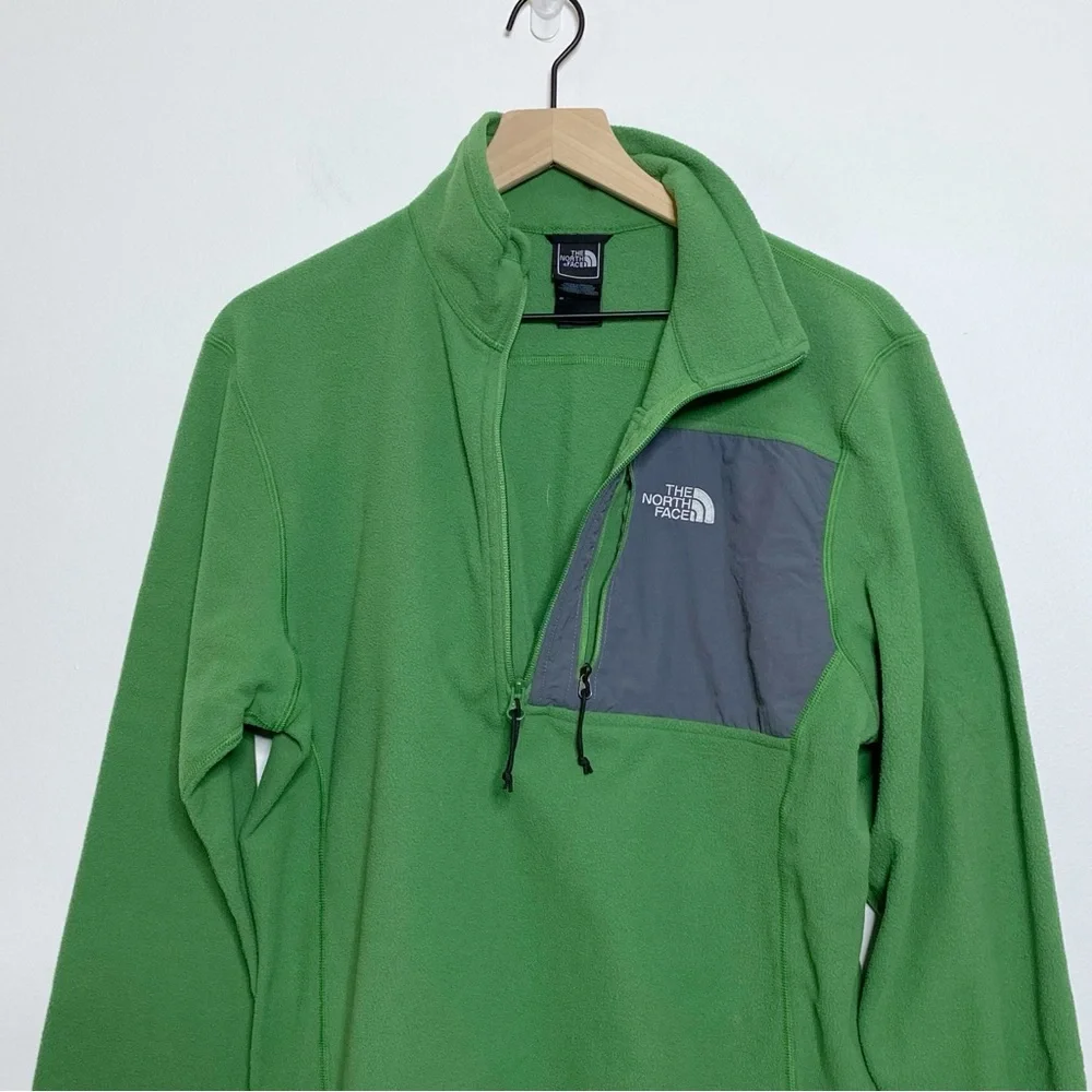 North Face Green Half Zip Pullover Fleece Sweater Medium